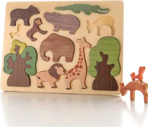Animal Wooden Puzzles for Toddlers, Montessori Early Development Learning Forest Puzzle, Basswood Tree Toy for 3 Years Boys & Girls Birthday
