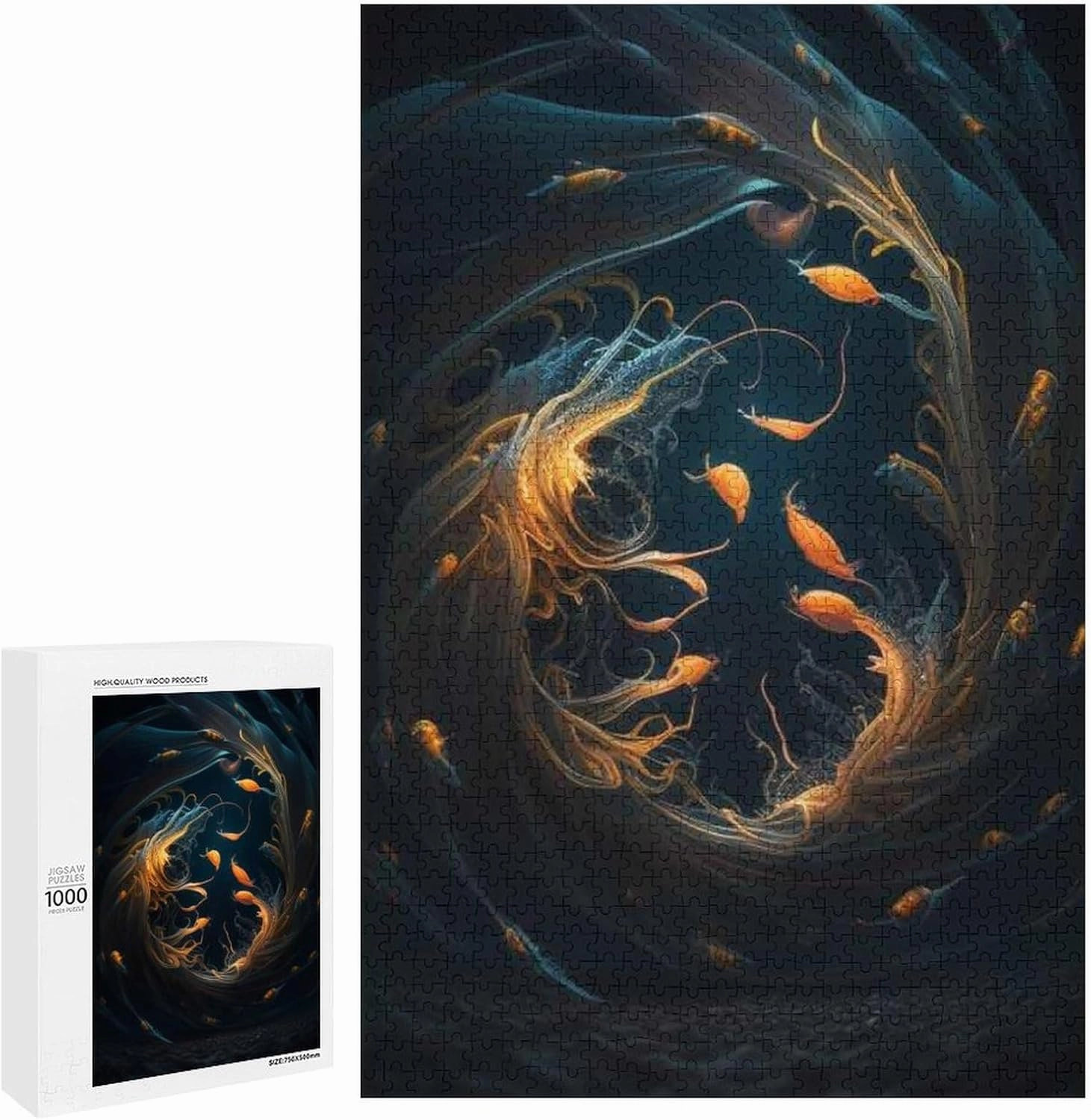 Animal Jigsaw Puzzles, Fierce Little Fish Themed Puzzles for Adults - 1000 Pieces Jigsaw Puzzles, Educational Games Gift for Elders Family and Friends