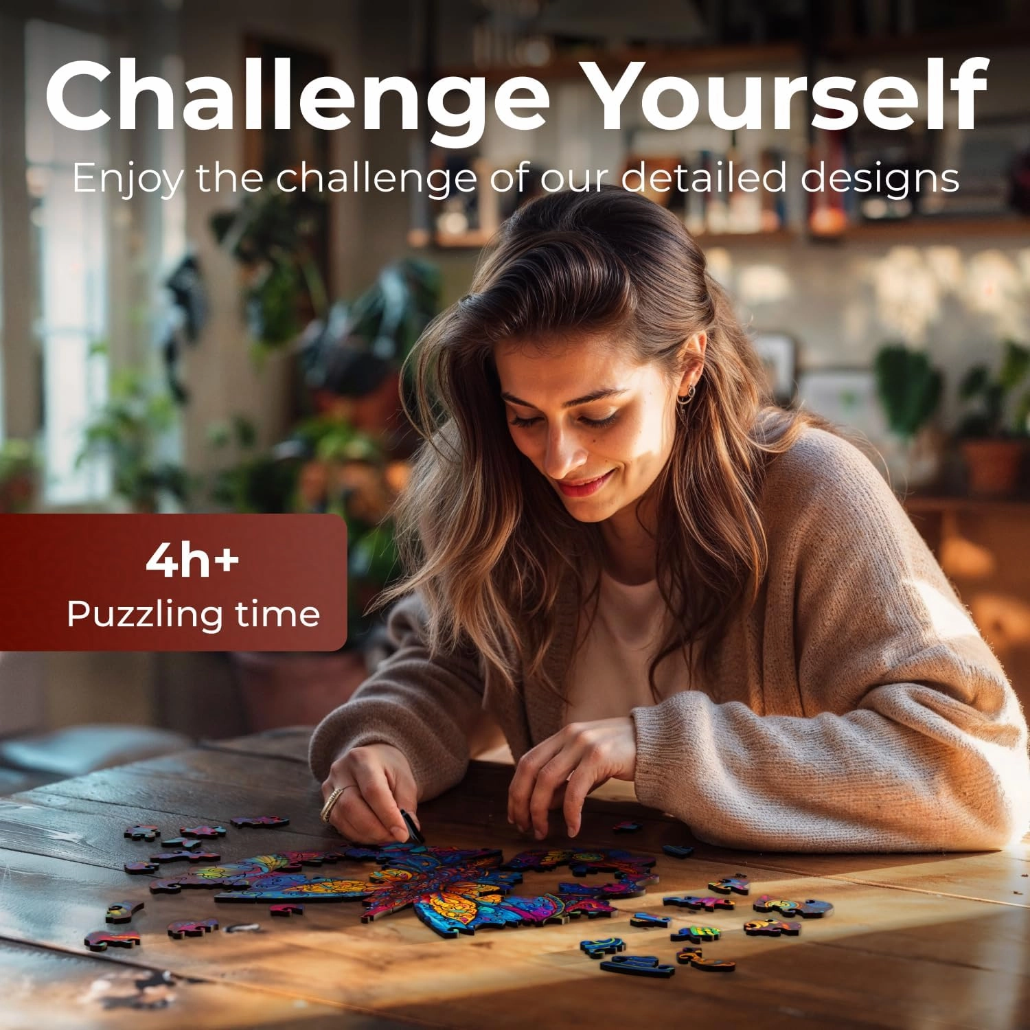 Animal Wooden Puzzles for Adults – A3 Butterfly with 121 Pieces Wood Puzzles – Jigsaw Puzzles with Unique Animal Shapes – 9.8" x 16"