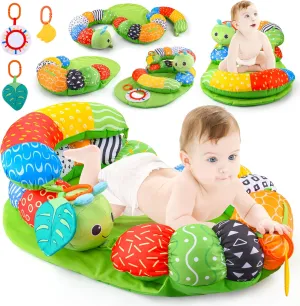ARANEE 2-in-1 Tummy Time Mat & Seated Support Pillow Baby Toys 6-12 Months, Baby Tummy Time Toys Sit Me Up Floor Seat for Newborns and Older Babies, with Detachable Support Pillow and Toys
