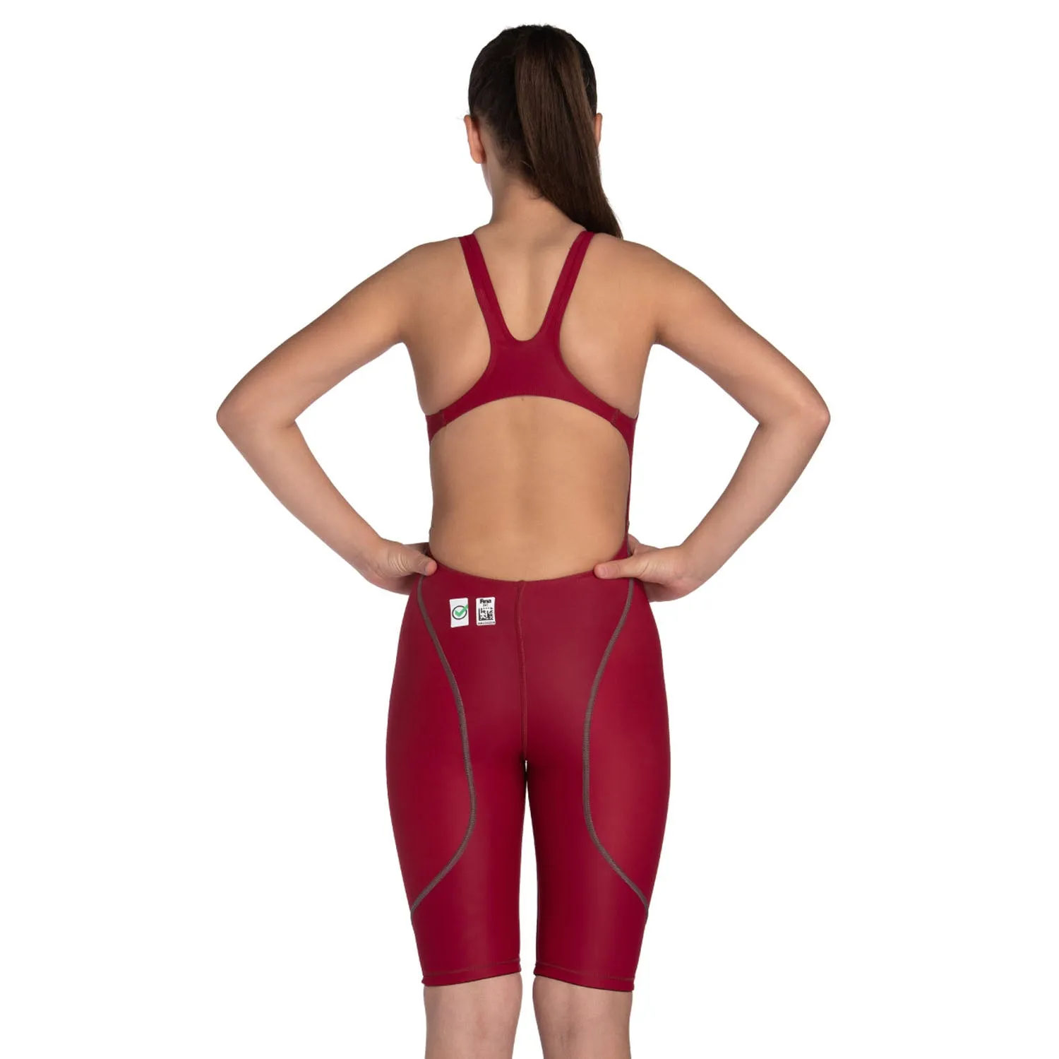Arena Girls' Powerskin ST Next Racing Suit Open Back - Deep Red