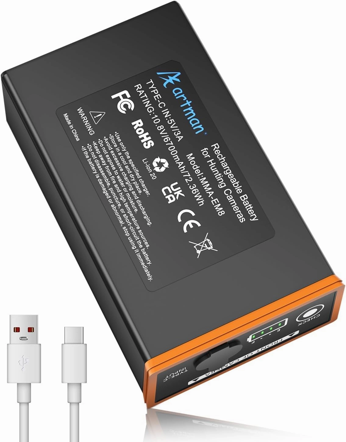 Artman 6700mAh Power Mag Rechargeable Lithium-Ion Battery Pack Replacement for Edge Trail Camera Battery, Compatible with Moultrie Edge Series, Edge PRO, Edge 2, Edge 2 PRO Trail Cameras
