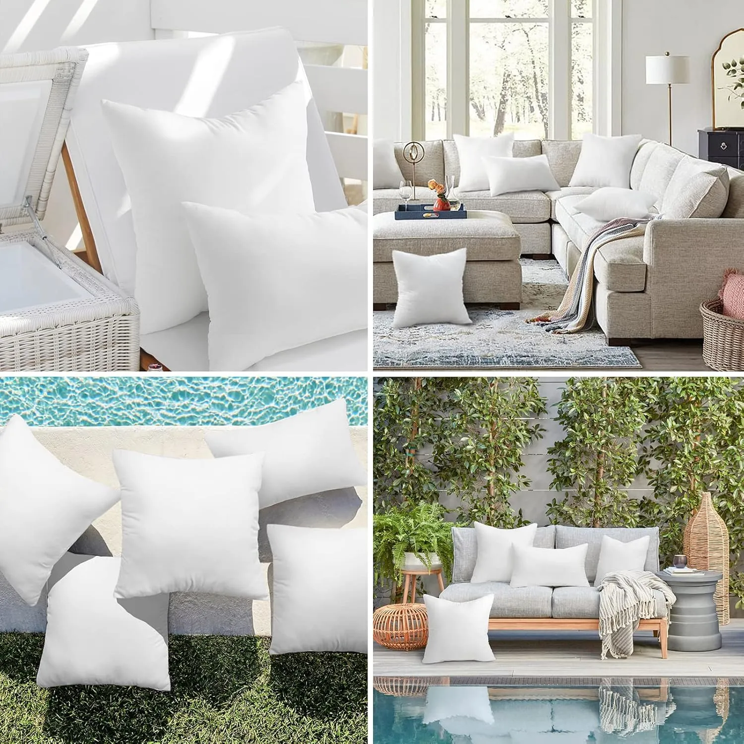 Ashler 20 x 20 Outdoor Pillows, Waterproof Inserts Set of 2 Throw Pillow Inserts, Hypoallergenic Stuffer Sham Square Pillow Insert for Patio, Bench, Garden, Indoor Outdoor Decorative