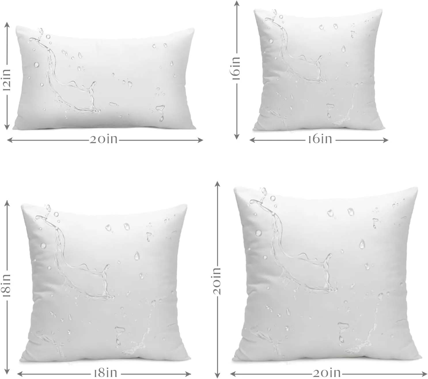 Ashler 20 x 20 Outdoor Pillows, Waterproof Inserts Set of 2 Throw Pillow Inserts, Hypoallergenic Stuffer Sham Square Pillow Insert for Patio, Bench, Garden, Indoor Outdoor Decorative