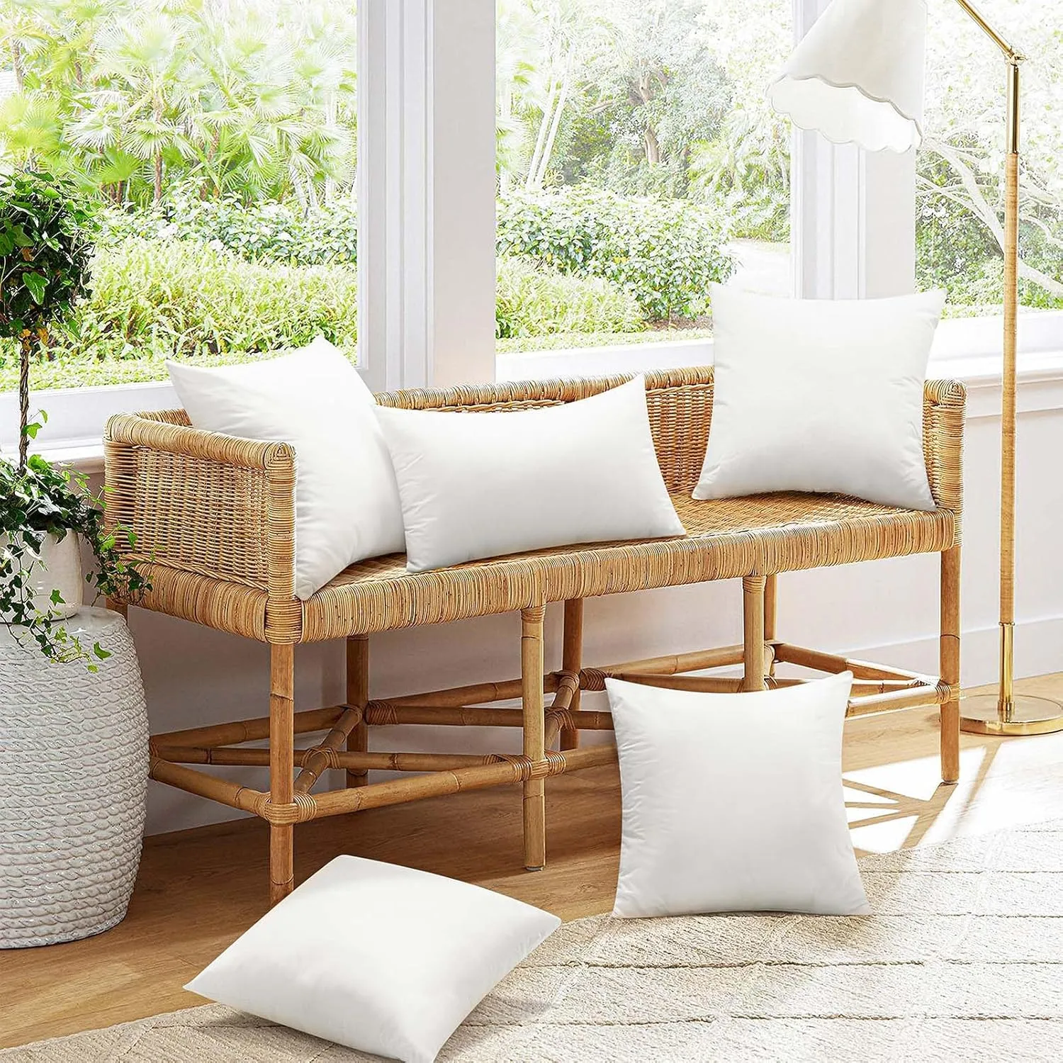 Ashler 20 x 20 Outdoor Pillows, Waterproof Inserts Set of 2 Throw Pillow Inserts, Hypoallergenic Stuffer Sham Square Pillow Insert for Patio, Bench, Garden, Indoor Outdoor Decorative