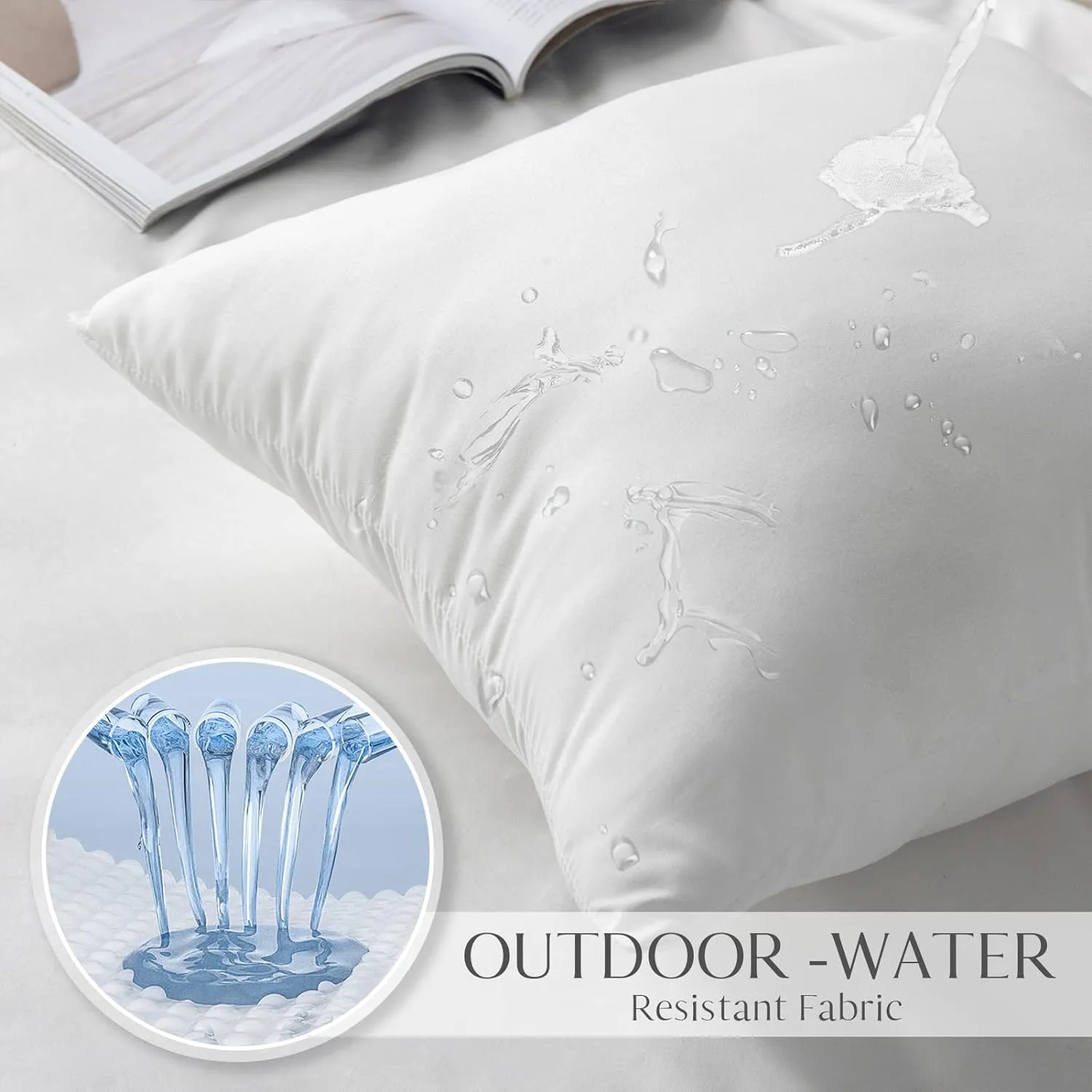 Ashler 20 x 20 Outdoor Pillows, Waterproof Inserts Set of 2 Throw Pillow Inserts, Hypoallergenic Stuffer Sham Square Pillow Insert for Patio, Bench, Garden, Indoor Outdoor Decorative