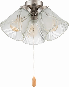 Aspen Creative 22011-3, Three-Light Ceiling Fan Light Kit with Pull Chain, Brushed Nickel Finish with Frosted and Clear Glass Shades, 14" Diameter x 7-3/8" Height,Brushed Nickel