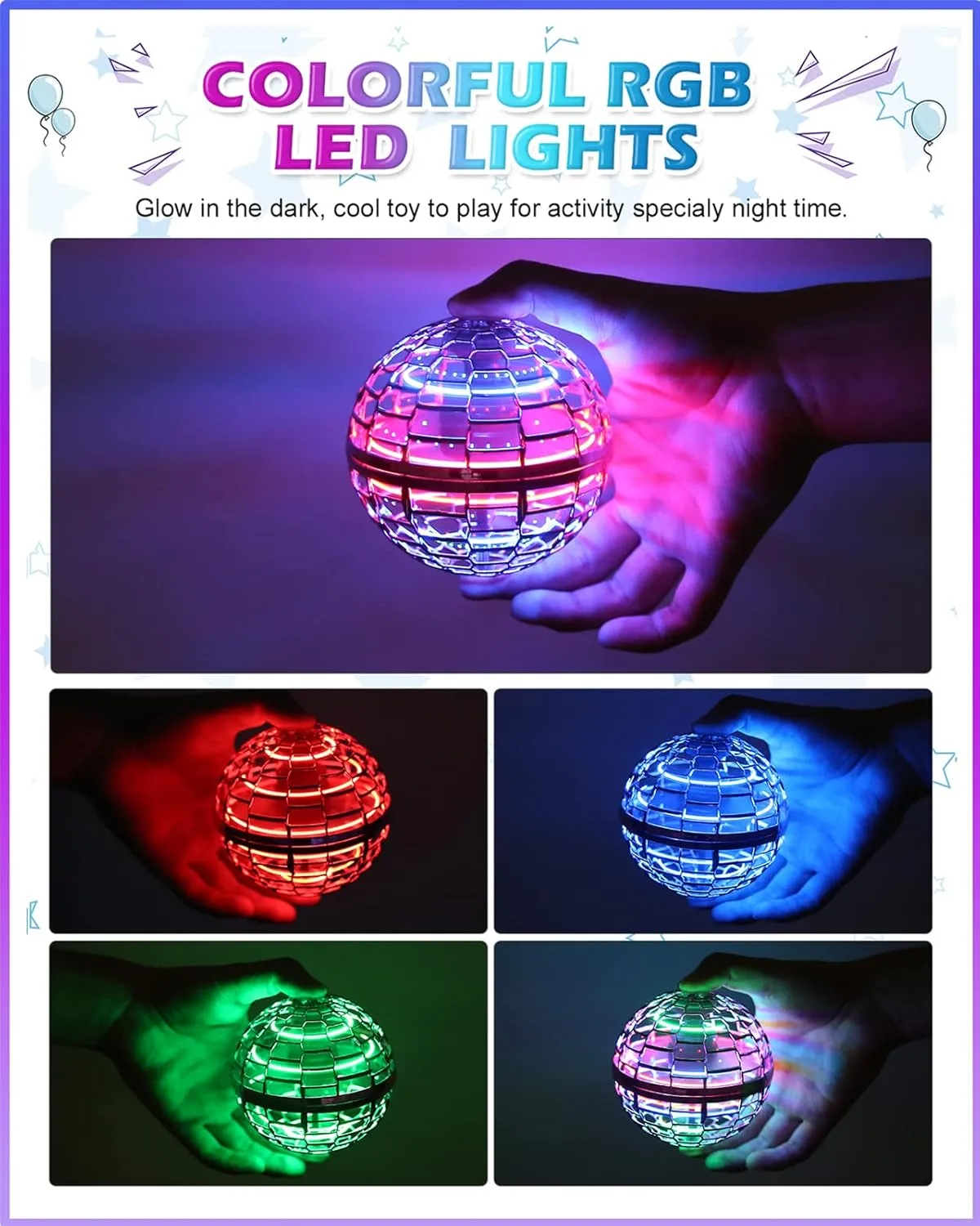 ATHLERIA Magic Flying Orb Ball Toys with Lights,UFO Hand Operated Mini Drones,Cosmic Globe Hover Ball, Boomerang Summer Outdoor Toys,Coolest Birthday Gifts for 6 7 8 9 10  Year Old Boys Girls Teens