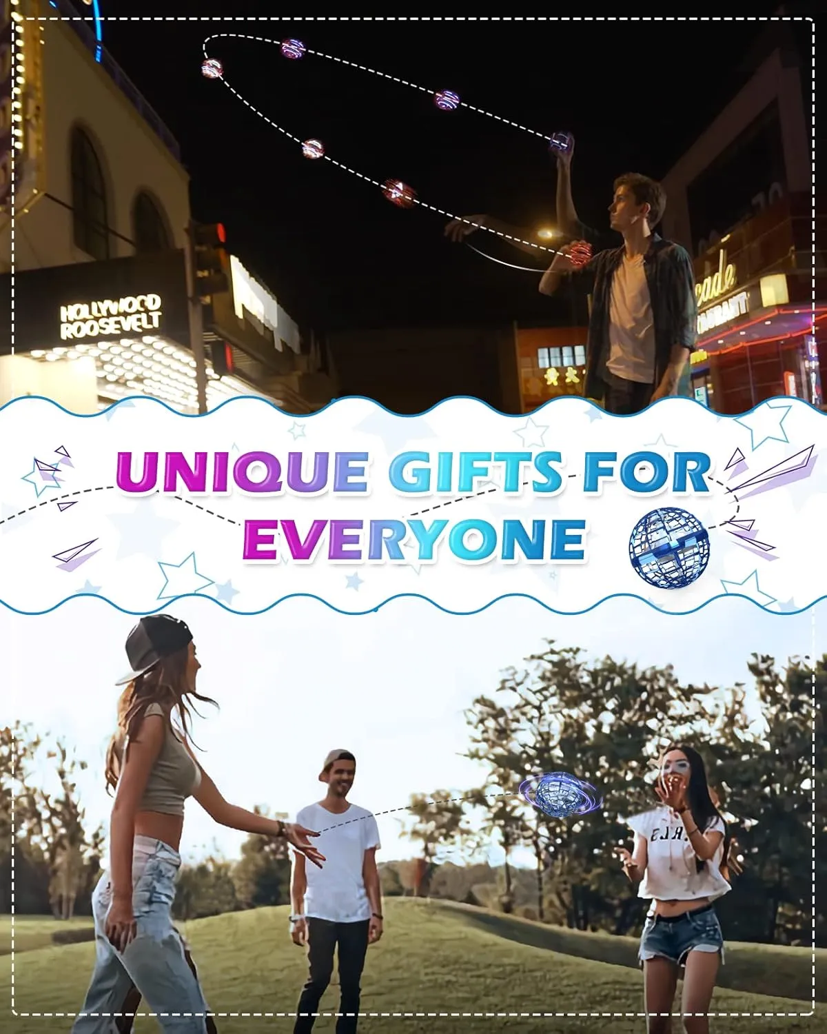 ATHLERIA Magic Flying Orb Ball Toys with Lights,UFO Hand Operated Mini Drones,Cosmic Globe Hover Ball, Boomerang Summer Outdoor Toys,Coolest Birthday Gifts for 6 7 8 9 10  Year Old Boys Girls Teens