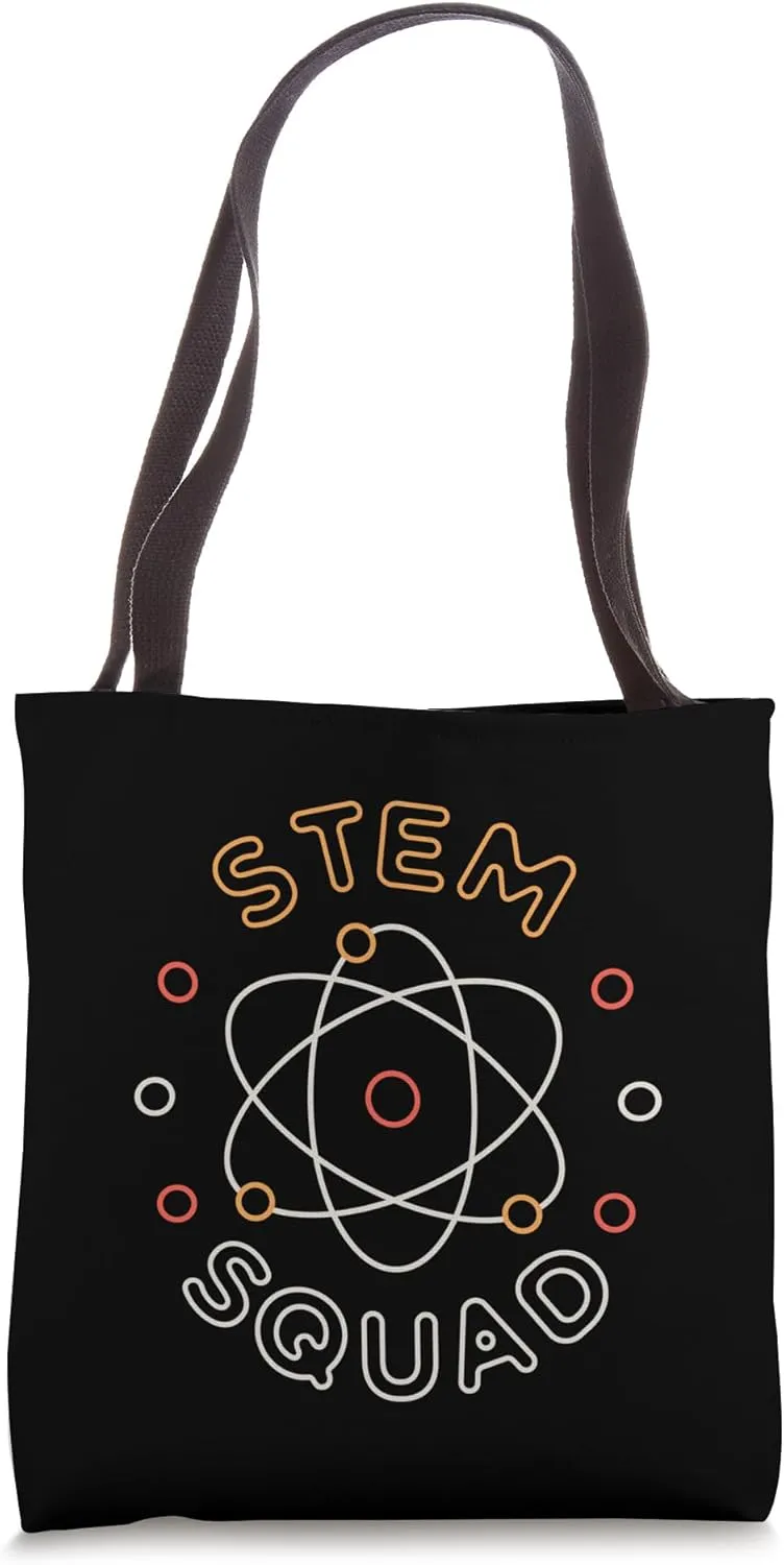 Atom STEM Squad Science Technology Engineering Math Teacher Tote Bag