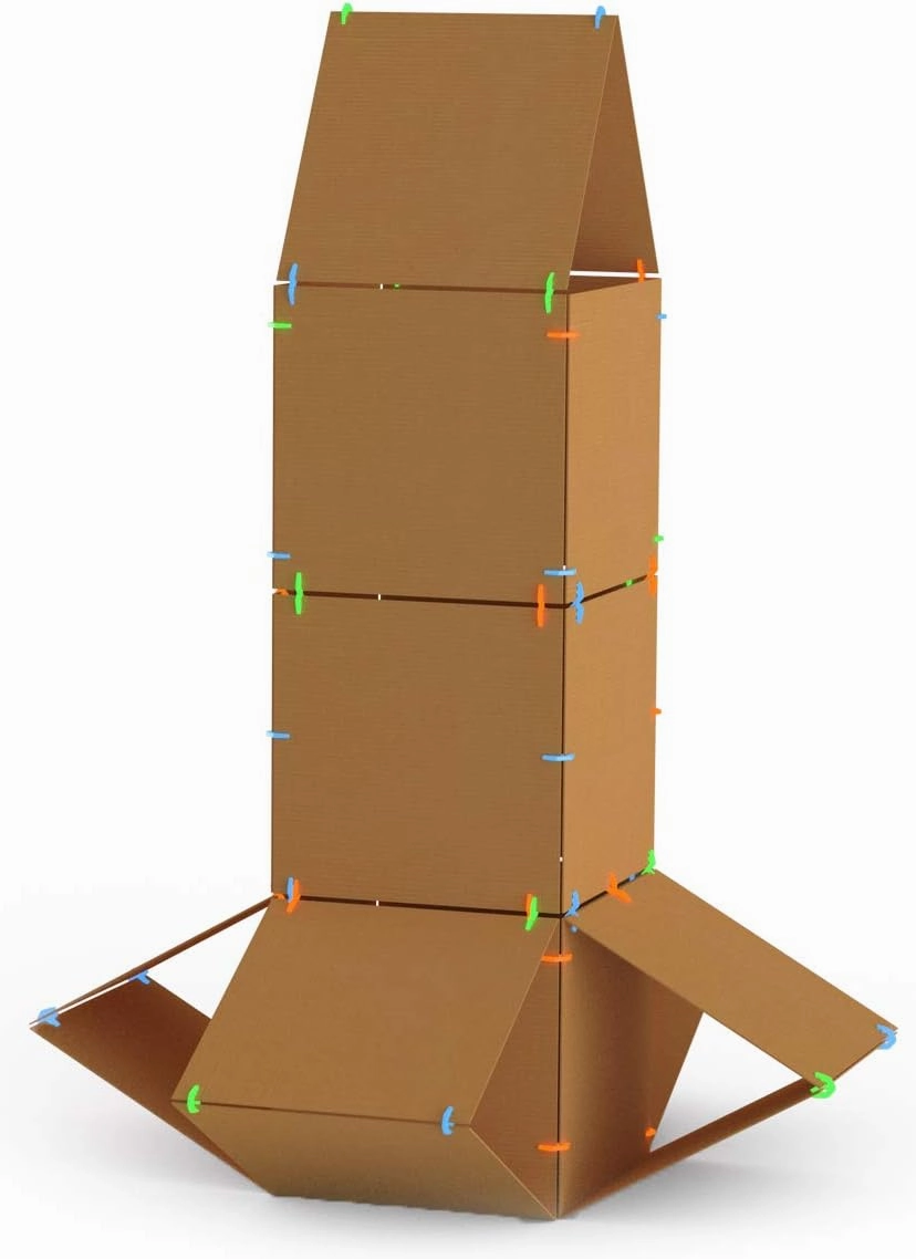 Atwood Toys Box Lox 80 pcs Creative Cardboard Building kit - Construction Toys for Girls and Boys Educational STEM (Neon Green)
