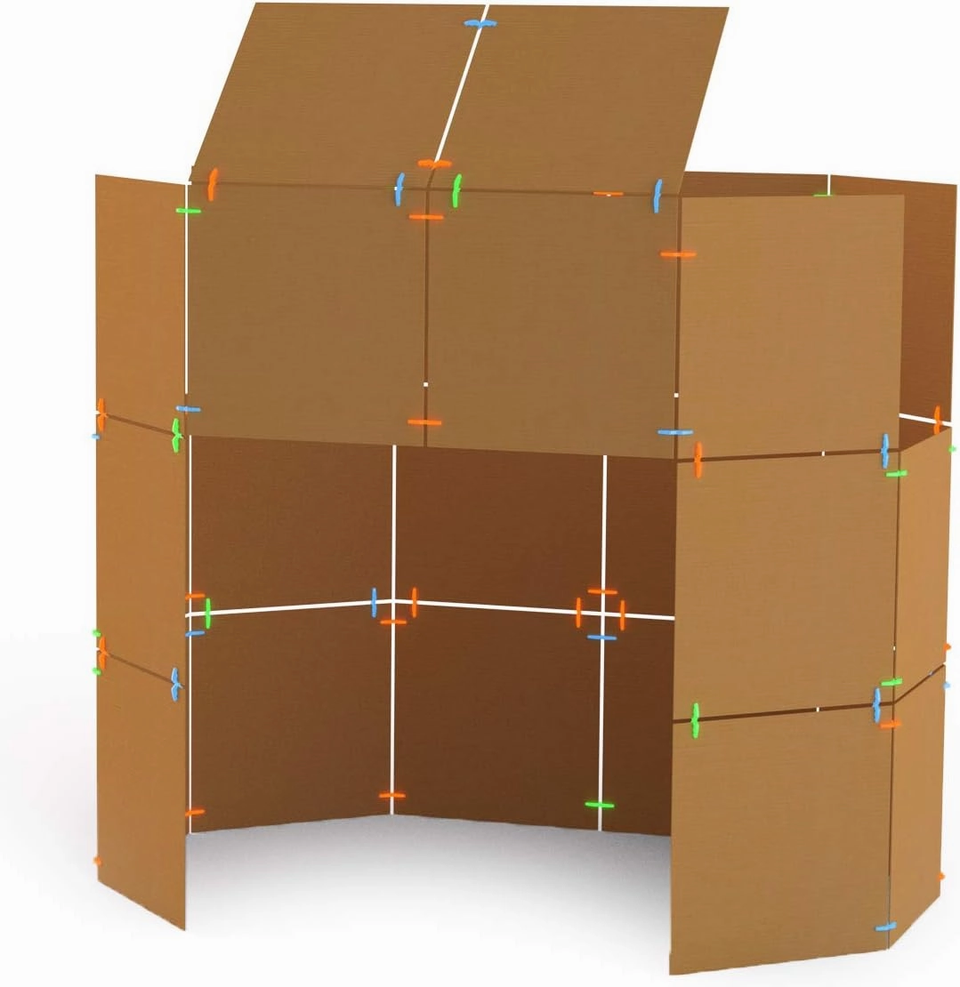 Atwood Toys Box Lox 80 pcs Creative Cardboard Building kit - Construction Toys for Girls and Boys Educational STEM (Neon Green)
