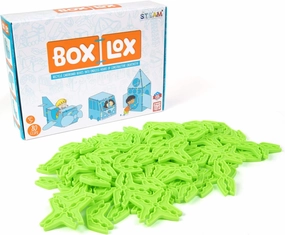 Atwood Toys Box Lox 80 pcs Creative Cardboard Building kit - Construction Toys for Girls and Boys Educational STEM (Neon Green)