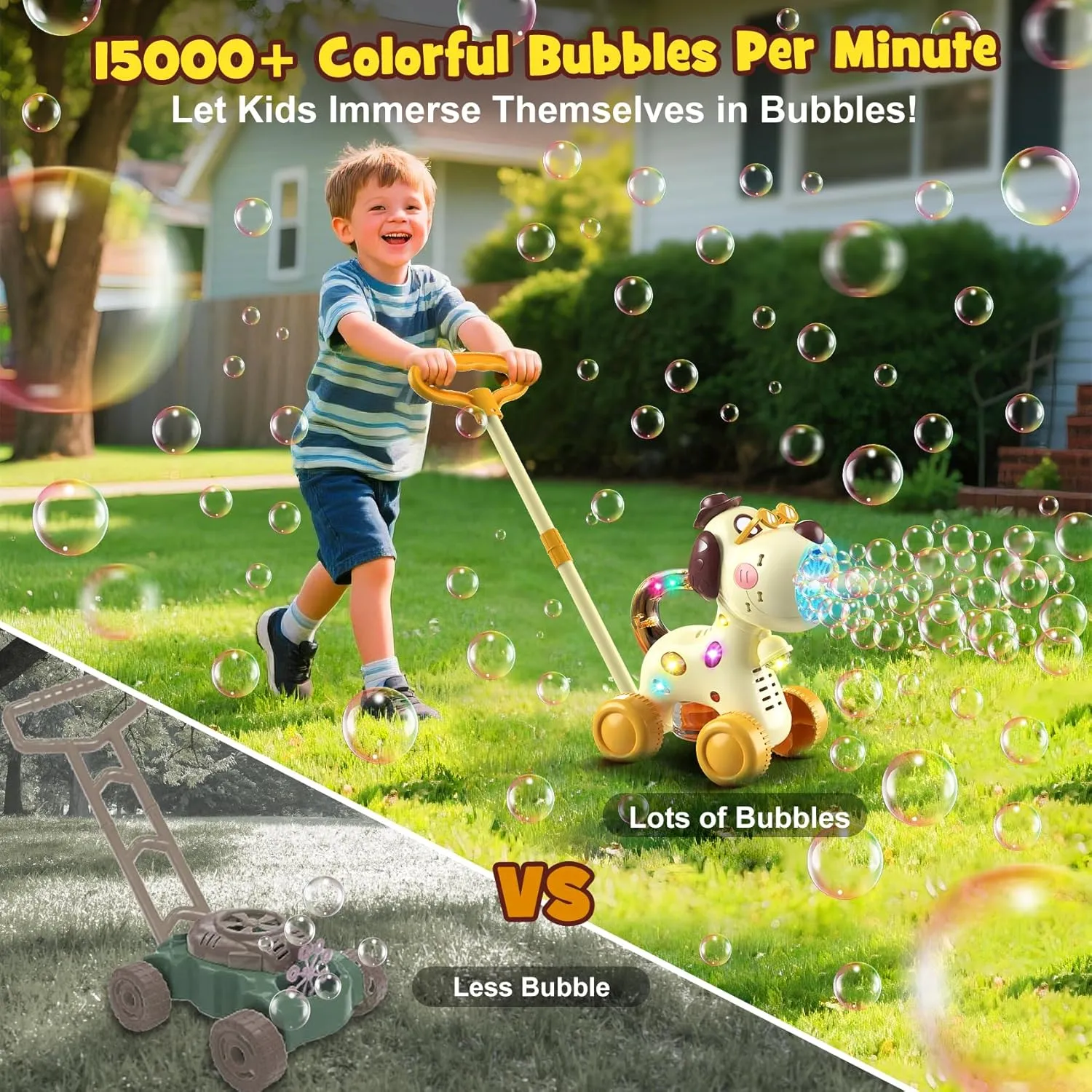 Automatic Bubble Machine for Toddlers: Portable Dog Bubble Maker Blower Toys for 3 4 5 6 Year Old Boy Girl Kids Outdoor Toys for Easter Party Birthday