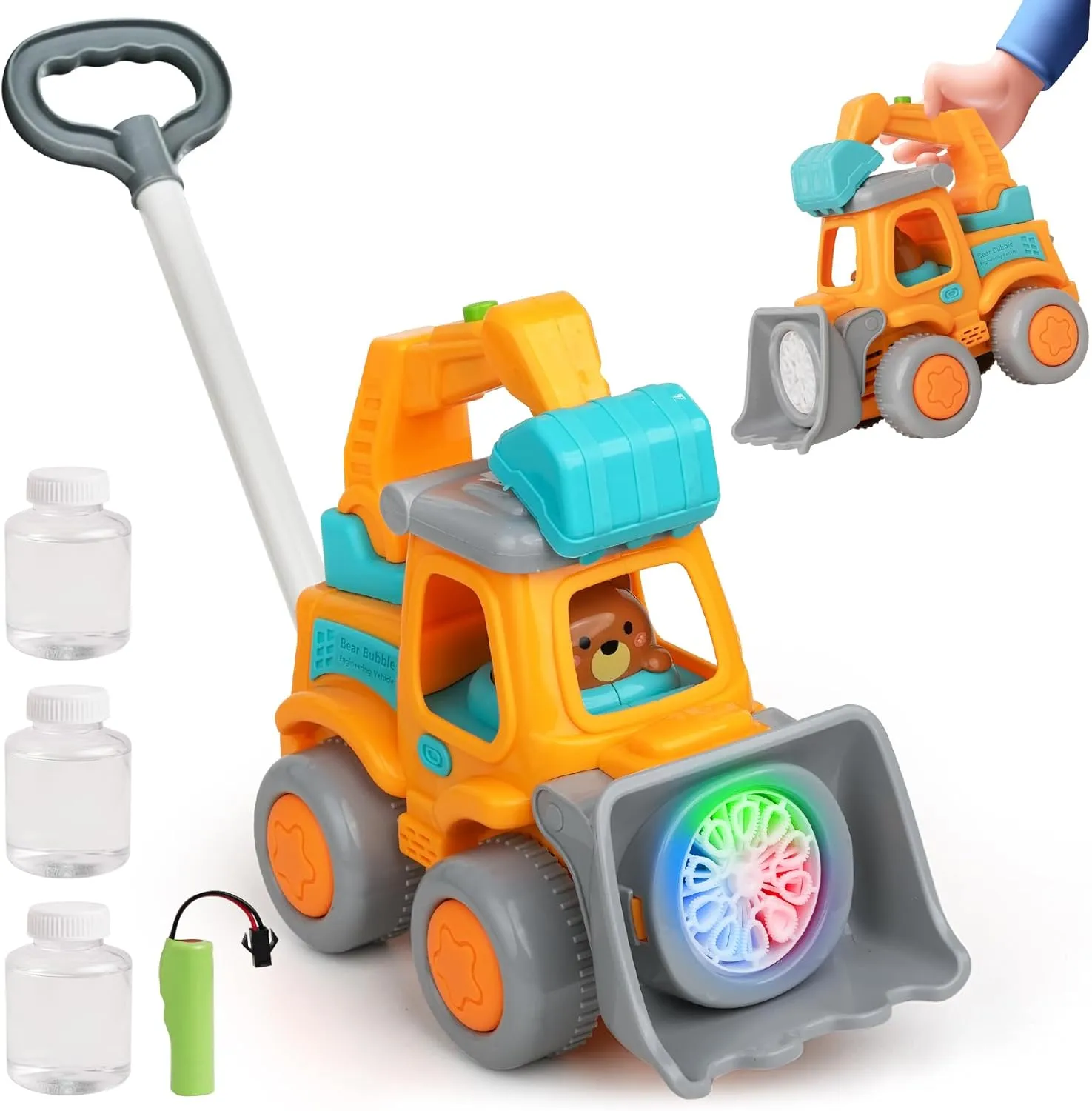 Automatic Bubble Machine for Toddlers,Construction Truck Bubble Lawn Mover W/Light,Bubble Maker Blower Toys for 3 4 5 6 Year Old Boy Girl Kids,Summer Outdoor Pool Backyard Toys for Birthday Party