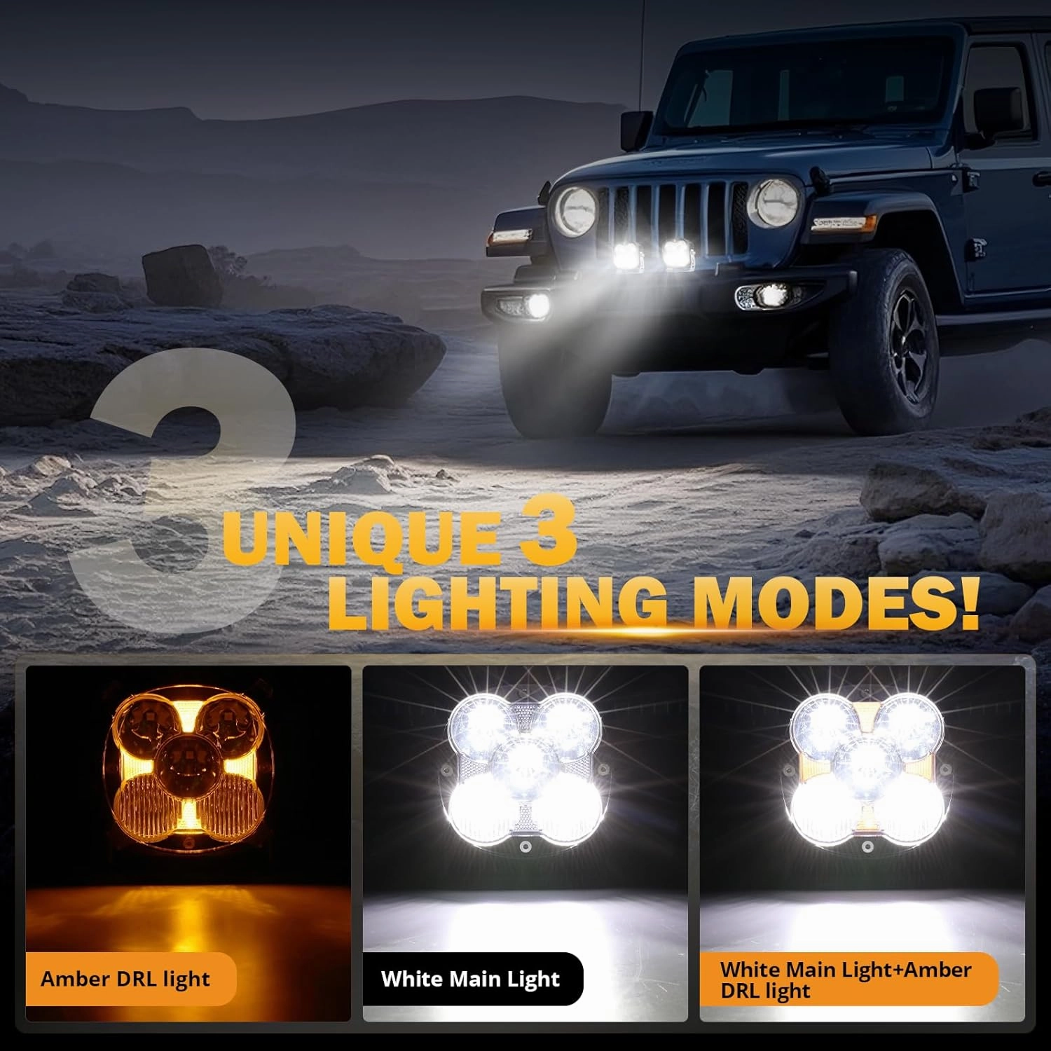 Auxbeam XP-Ultra Series 4.5'' Led Pods with DRL, Spot Flood Combo Offroad Lights 128W 15200LM, Fog Light Bar with Amber Covers and 20° 120° Angle, Cube Ditch Lights, Pair