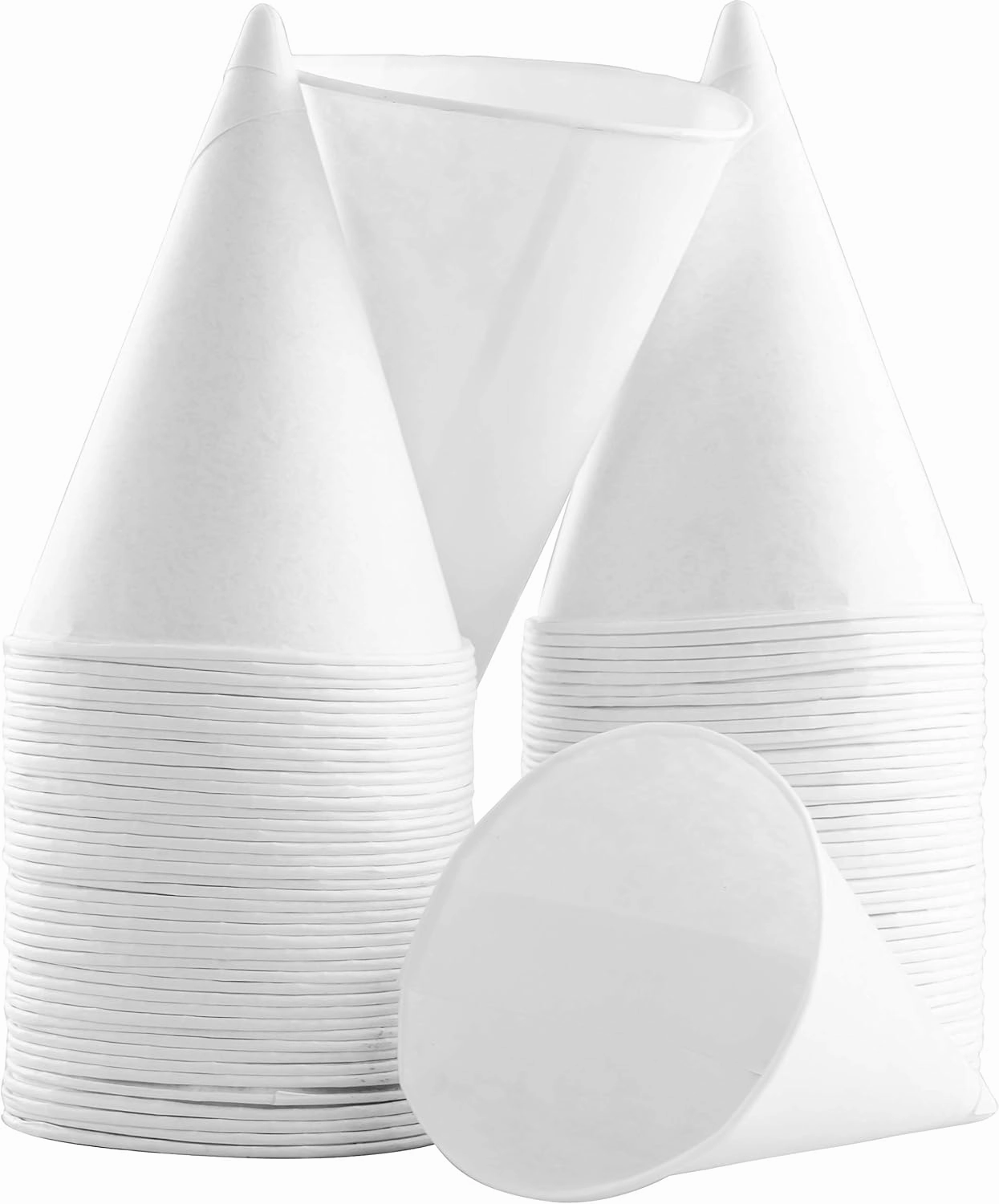 Avant Grub Eco-Friendly Wax-Free White Rolled Rim Paper Cone Drinking Cup 250Pk for Shaved Ice, Office Water Coolers, Sports Teams, Disposable Craft Funnels for Oil or Protein Powder Drinks 4.5 Oz.