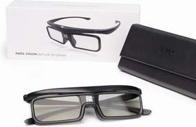 AWOL VISION DLP Link 3D Glasses, Rechargeable Active Shutter Eyewear Compatible with AWOL VISION LTV-2500, LTV-3500, Vanish TV & Other DLP-Link 3D projectors (1 Pack)