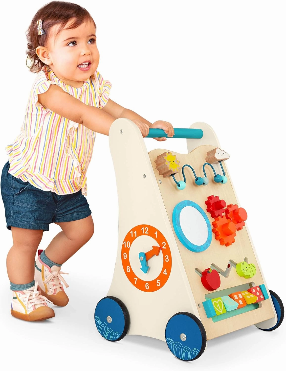 B. toys- Little Learning Steps- Wooden Activity Walker – 7 Educational Activities – Learning & Walking Toy for Toddlers – Stand, Push, Walk – 1 Year  