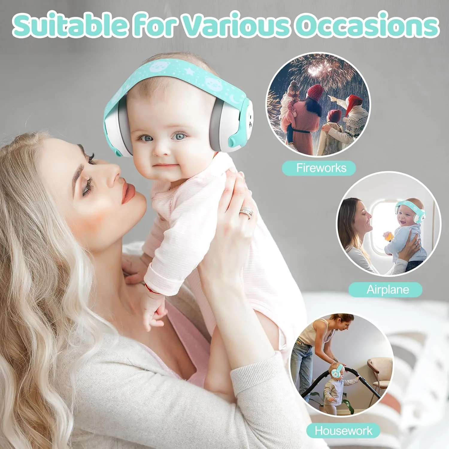 Baby Headphones,Bear Infant Ear Protection Noise Cancelling Headphones for Infants 0-36 Months,Baby Travel Essentials with Carrying Bag Infant Earmuffs for Sleep/Airplane/Outdoor