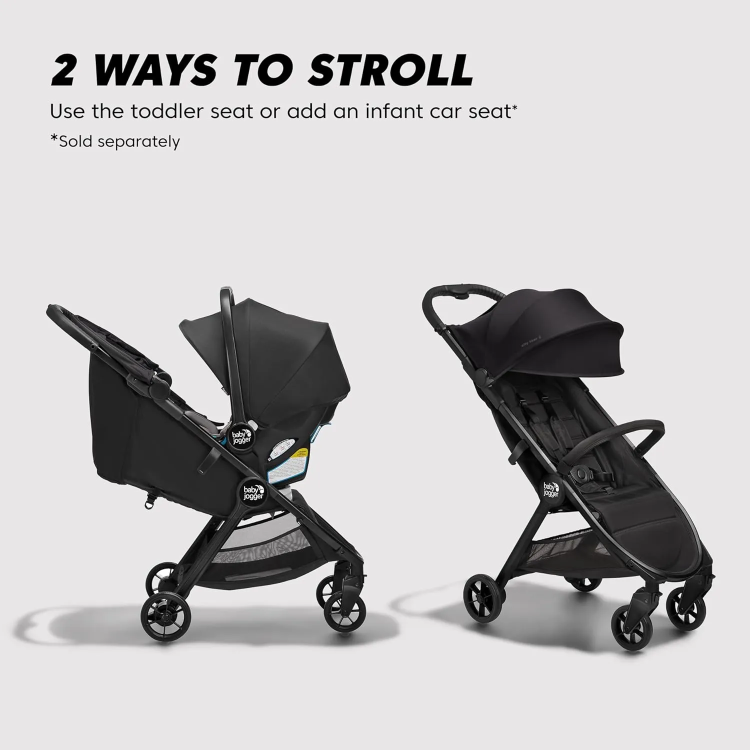 Baby Jogger City Tour 2 Eco Collection Stroller, Lightweight, Easy-Fold, Adjustable Calf Support - Eco Black