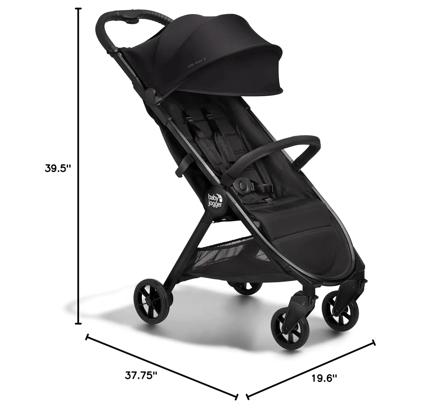 Baby Jogger City Tour 2 Eco Collection Stroller, Lightweight, Easy-Fold, Adjustable Calf Support - Eco Black