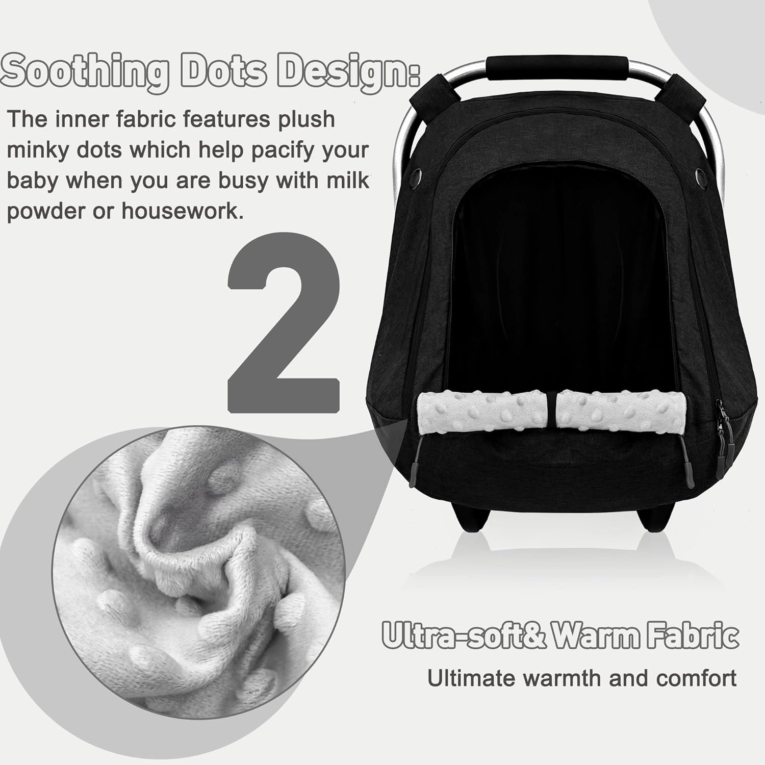 Baby Car Seat Cover,Patented Waterproof Baby Car Seat Cover for Boys & Girls,Infant Car Seat Cover Canopy for Girls,Windproof Car Seat Canopy for Boys, Keeps Babies Warm and Cozy (Black)
