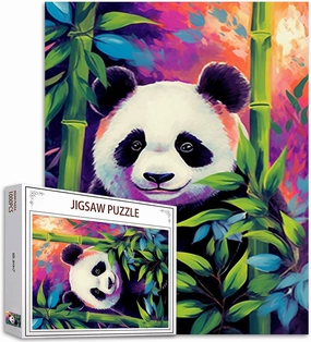 Bamboo Panda Jigsaw Puzzles for Adults 1000 Pieces,Black and White Panda Puzzles,Home Decor Birthday Party Gift Toy for Men Women,Colorful Bear Puzzle Art for Family Fun Puzzle Games