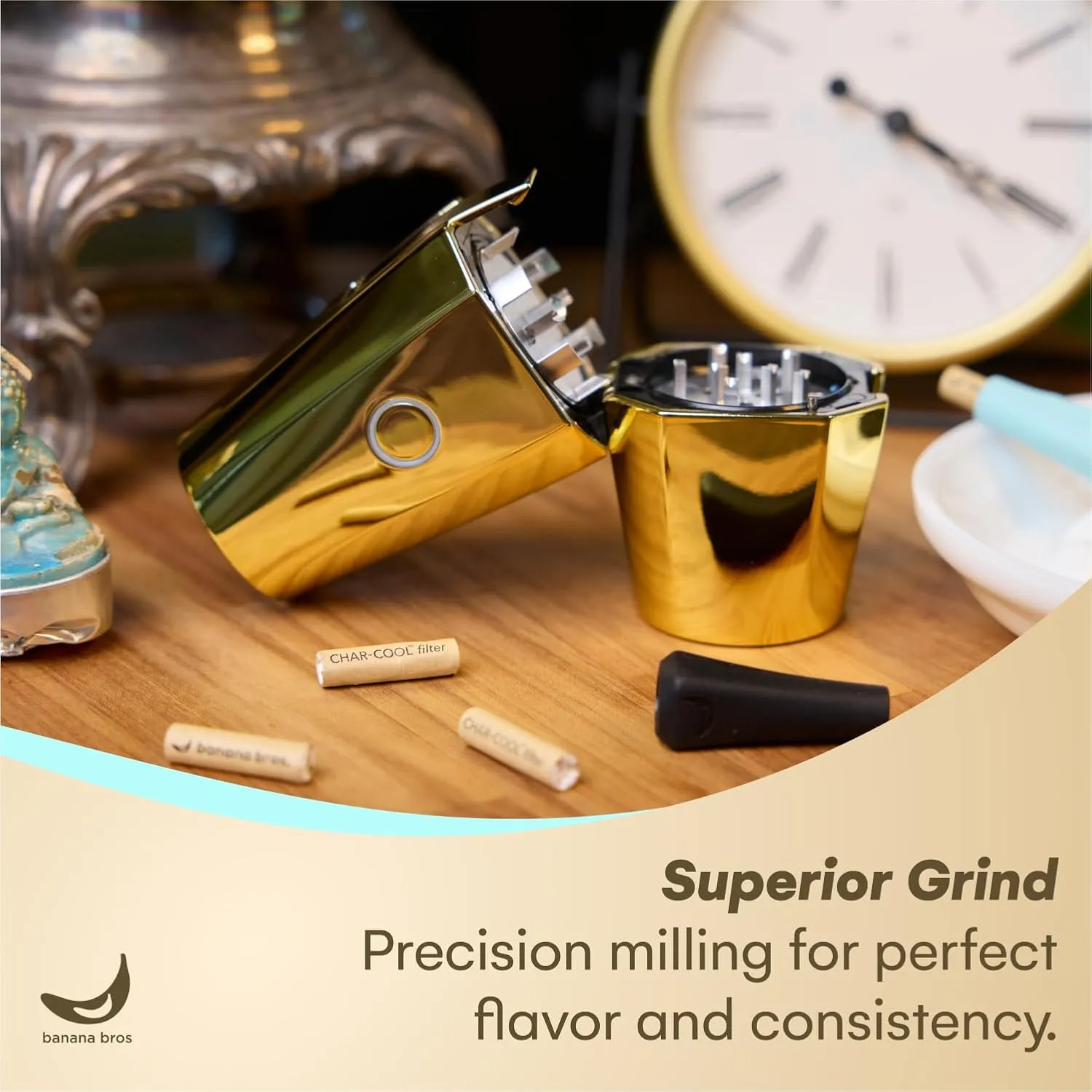 BANANA BROS Smart Herb and Spice Grinder - Gold OTTO by Banana Bros with Pollen Catcher - Gold