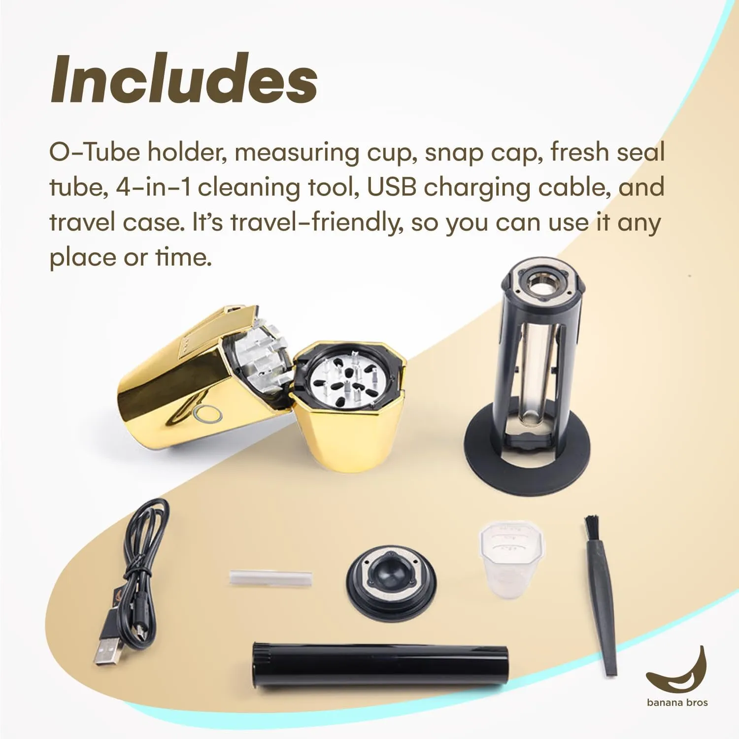 BANANA BROS Smart Herb and Spice Grinder - Gold OTTO by Banana Bros with Pollen Catcher - Gold