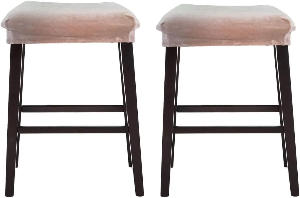 Bar Stool Cover Rectangle Set of 2 Velvet Stretch Counter Height Bar stools Slipcovers Saddle Stool Slipcover Bench Seat Protector Backless Bar Stools Covers for Kitchen Counter Camel