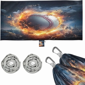 Baseball Fire Camping Hammock, 330 lbs with 2 Tree Straps, Carry Bag, Single Portable Hammock for Outdoor/Indoor, Hiking, Beach, Backpacking, Travel