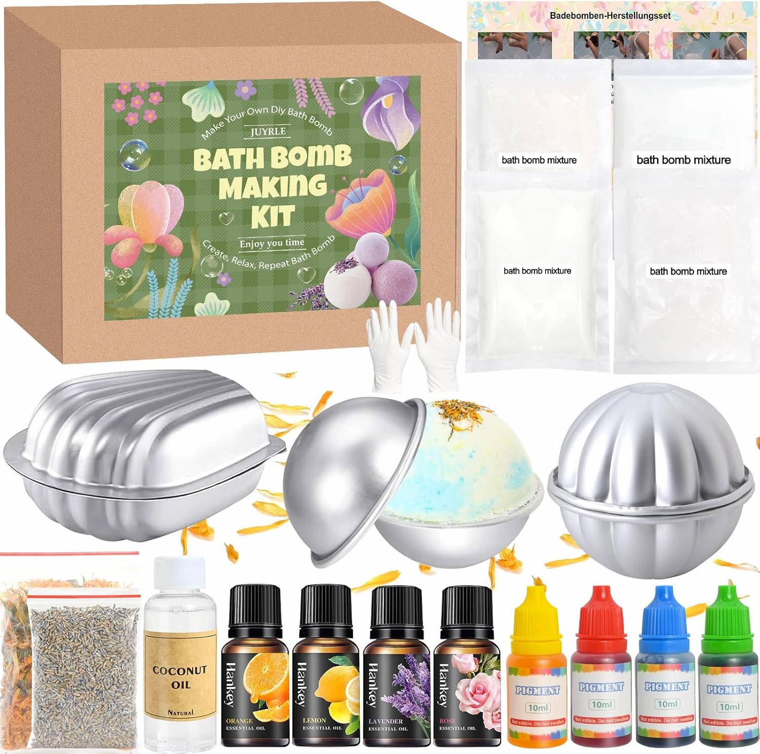 Bath Bomb Making Kit- 23Pcs DIY Bath Bombs for Women, Make Your Own SPA Products, Soap Making Kit with Stainless Steel Molds, Bath Foam, Bath & Bathing Shower Accessories Gifts for Girls Women