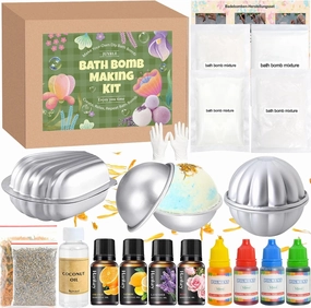 Bath Bomb Making Kit- 23Pcs DIY Bath Bombs for Women, Make Your Own SPA Products, Soap Making Kit with Stainless Steel Molds, Bath Foam, Bath & Bathing Shower Accessories Gifts for Girls Women