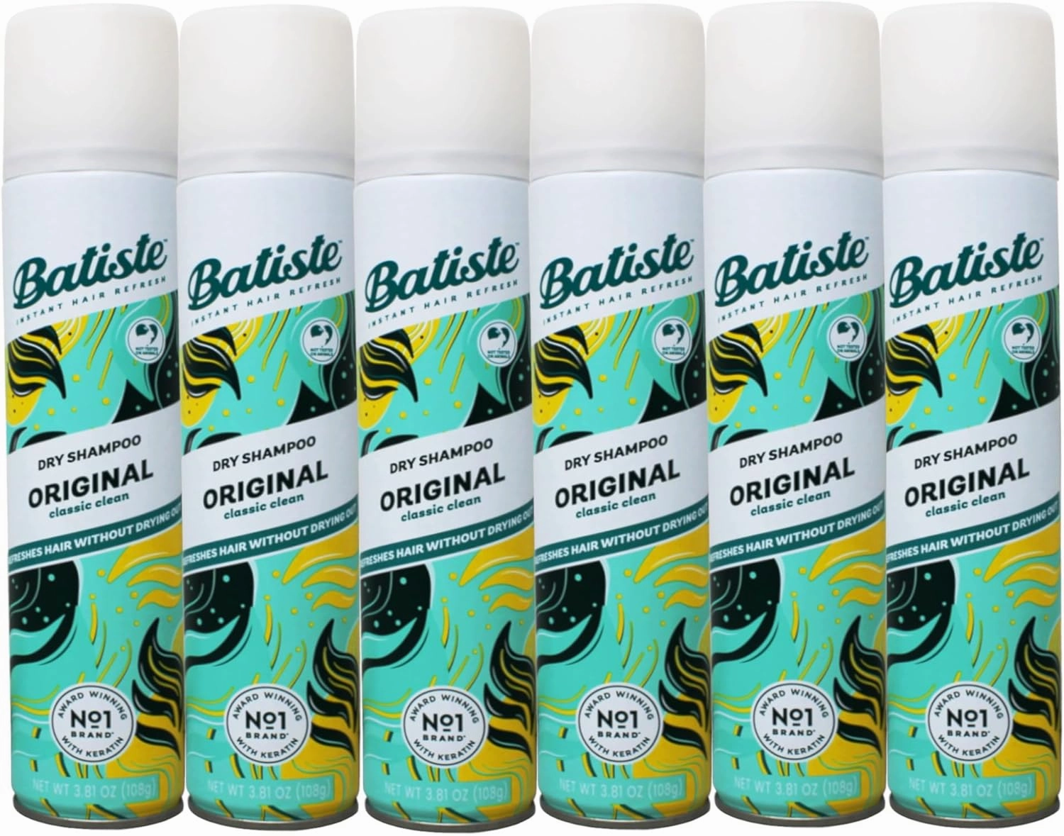 Batiste Dry Shampoo, Original, Classic Clean, 3.81 oz (Pack of 6)