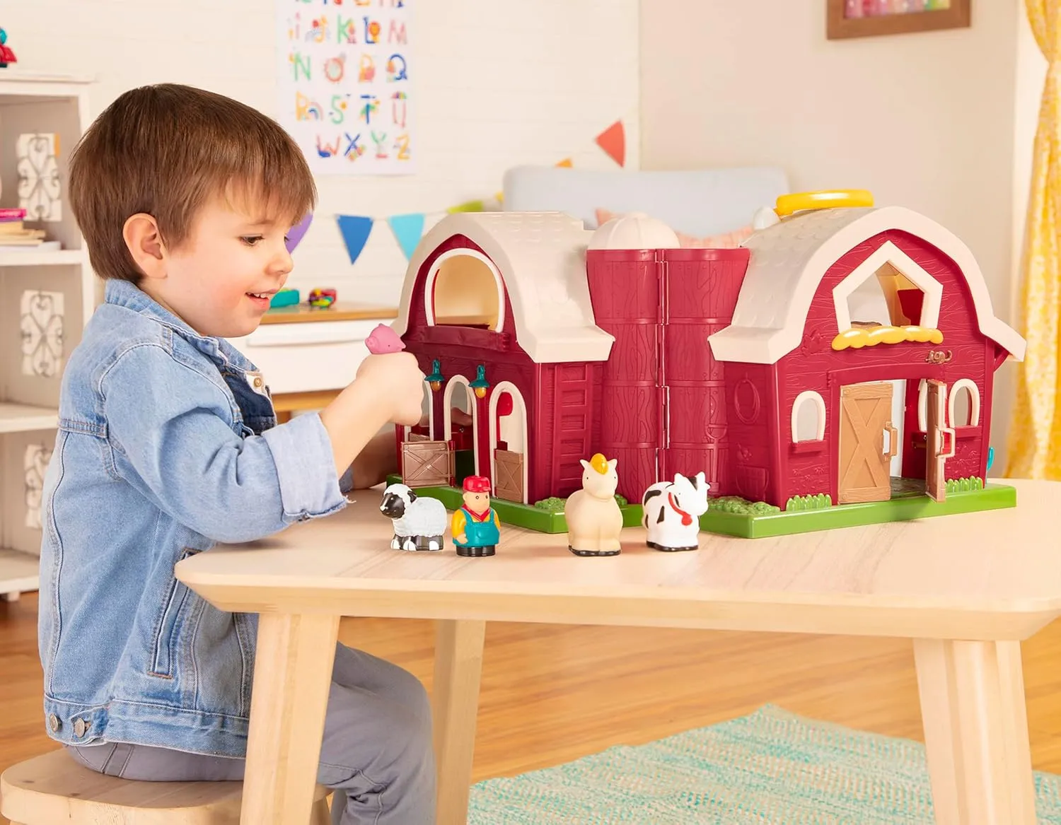 Battat Big Red Barn, Animal Farm Playset - Learning Toy for Toddlers, 18M Plus, 13.5" x 9" x 12"