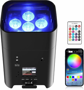 Battery Powered Uplights Rechargeable Par Can 6x18W RGBWA UV LED Uplight 9600 mAh Remote/APP/DMX512 Control Stage Lights Uplighting Indoor for Wedding DJ Church Christmas Dance