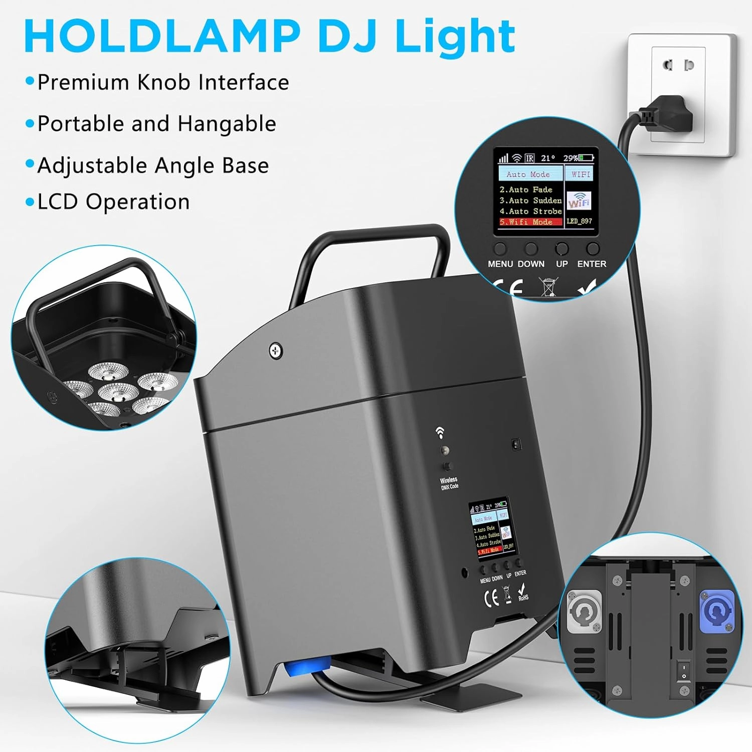 Battery Powered Uplights Rechargeable Par Can 6x18W RGBWA UV LED Uplight 9600 mAh Remote/APP/DMX512 Control Stage Lights Uplighting Indoor for Wedding DJ Church Christmas Dance