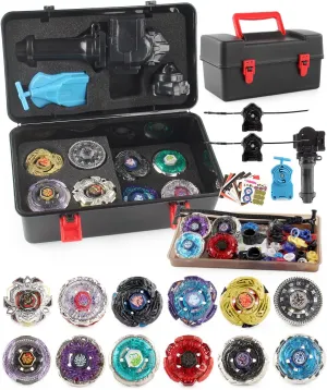 Battling Top Toy Set 12 Spinning Tops 3 Launchers Metal Fusion Gyro Game with Portable Storage Box Gift for Kids Children Boys Ages 6 …