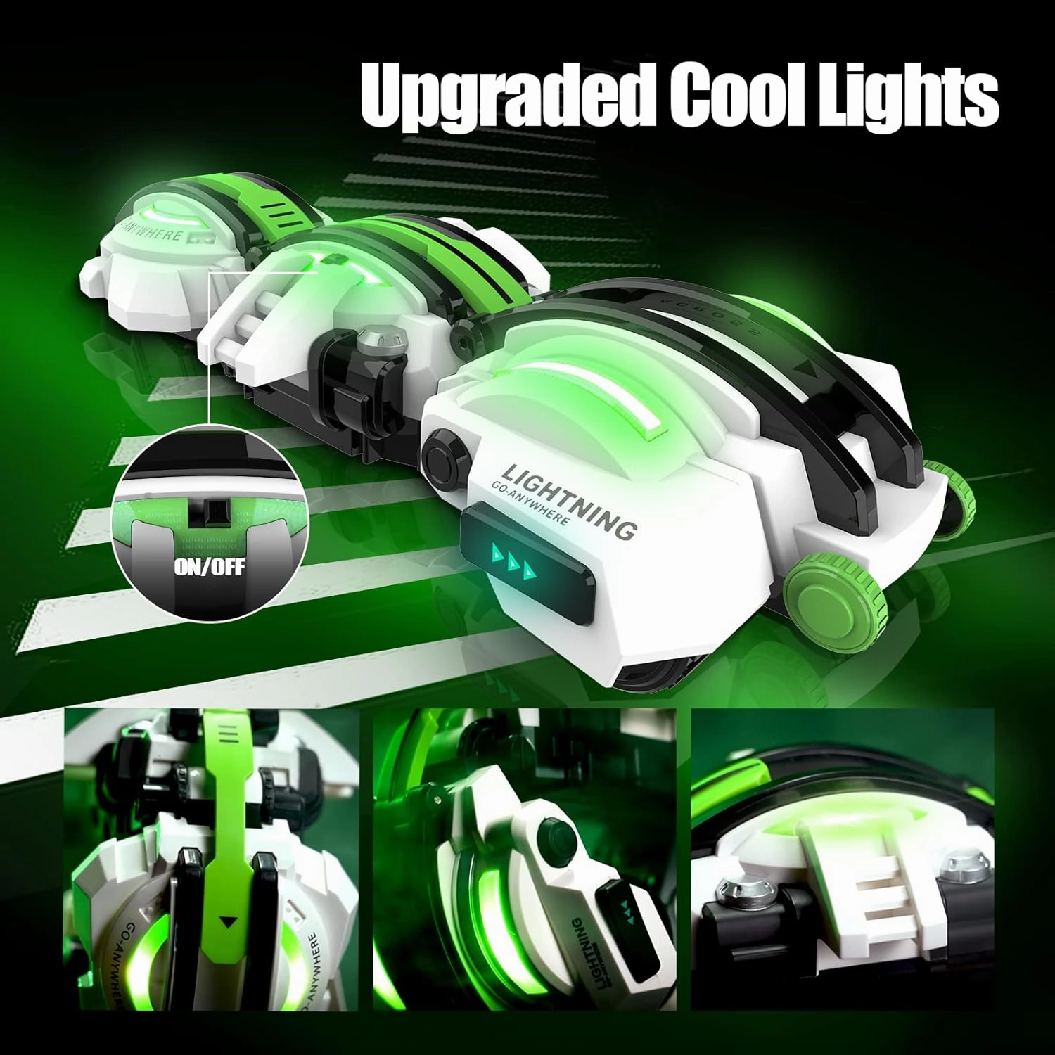 BAZADER RC Car with LED Lights - Remote Control Car Snakes 360° Roll Toy, Birthday for Kids Age 7 8 9 10 11  Year Old, 2 Batteries 60 min, Indoor/Outdoor Toy for 6-12 yr Teen Boys