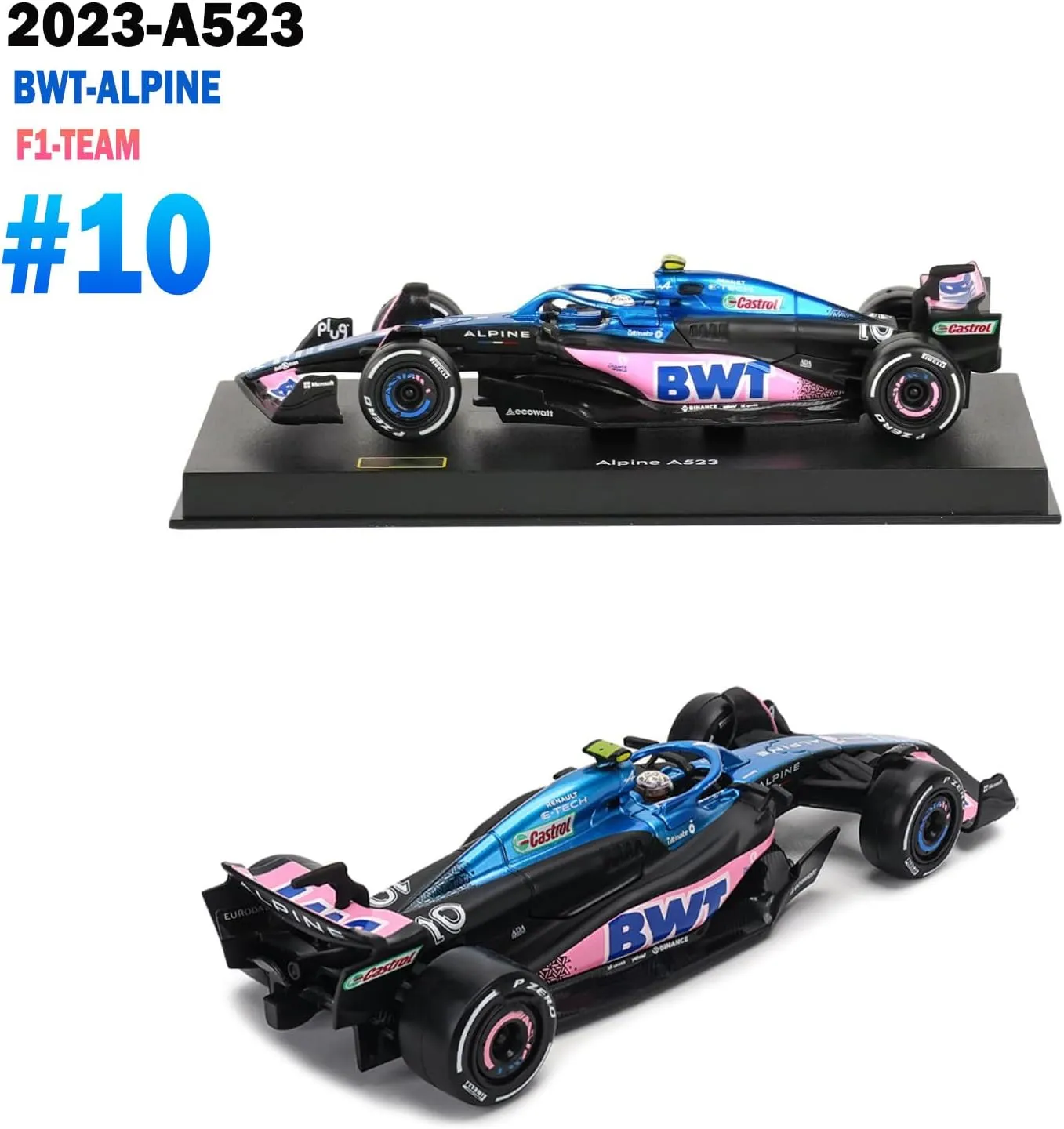 Bburag 1/43 2023 F1 Team A523#10 P.Gasly Racing Car Model for BWT-Alpine DieCast Alloy Adult Collection Car