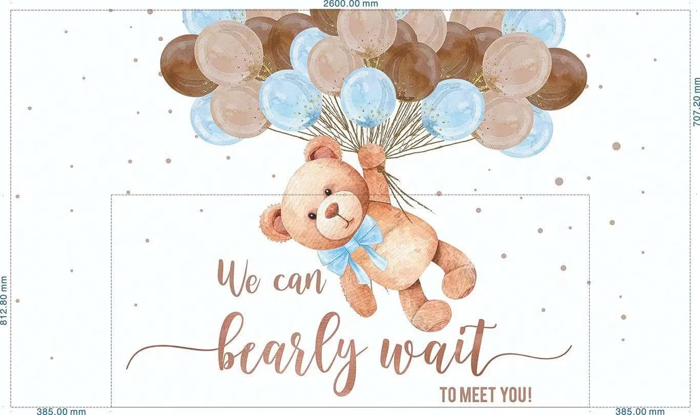 Bear Rectangle Polyester Tablecloth Teddy Bear Table Cover We Can Bearly Wait to Meet You Baby Tablecloth Bear Balloon Table Cover,102x62 Inches ZB-1076