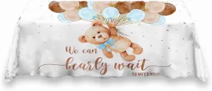 Bear Rectangle Polyester Tablecloth Teddy Bear Table Cover We Can Bearly Wait to Meet You Baby Tablecloth Bear Balloon Table Cover,102x62 Inches ZB-1076