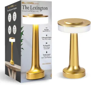 Bell Howell Rechargeable Touch Control Table Lamp - Gold, Modern Style with 3 Color Modes (White, Warm, Daylight) and Touch Control Dimmer