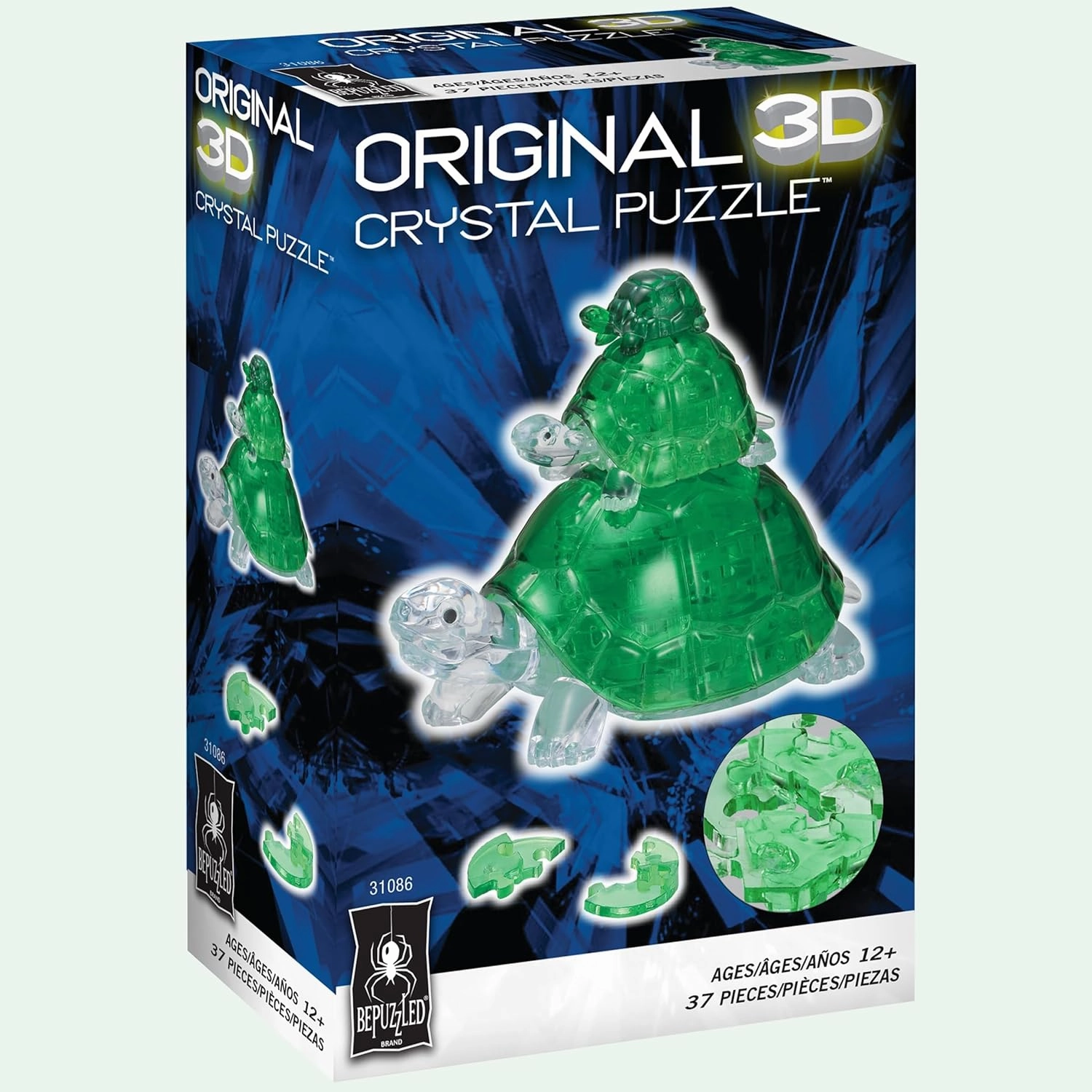 BePuzzled | Turtles Original 3D Crystal Puzzle, Ages 12 and Up, Green