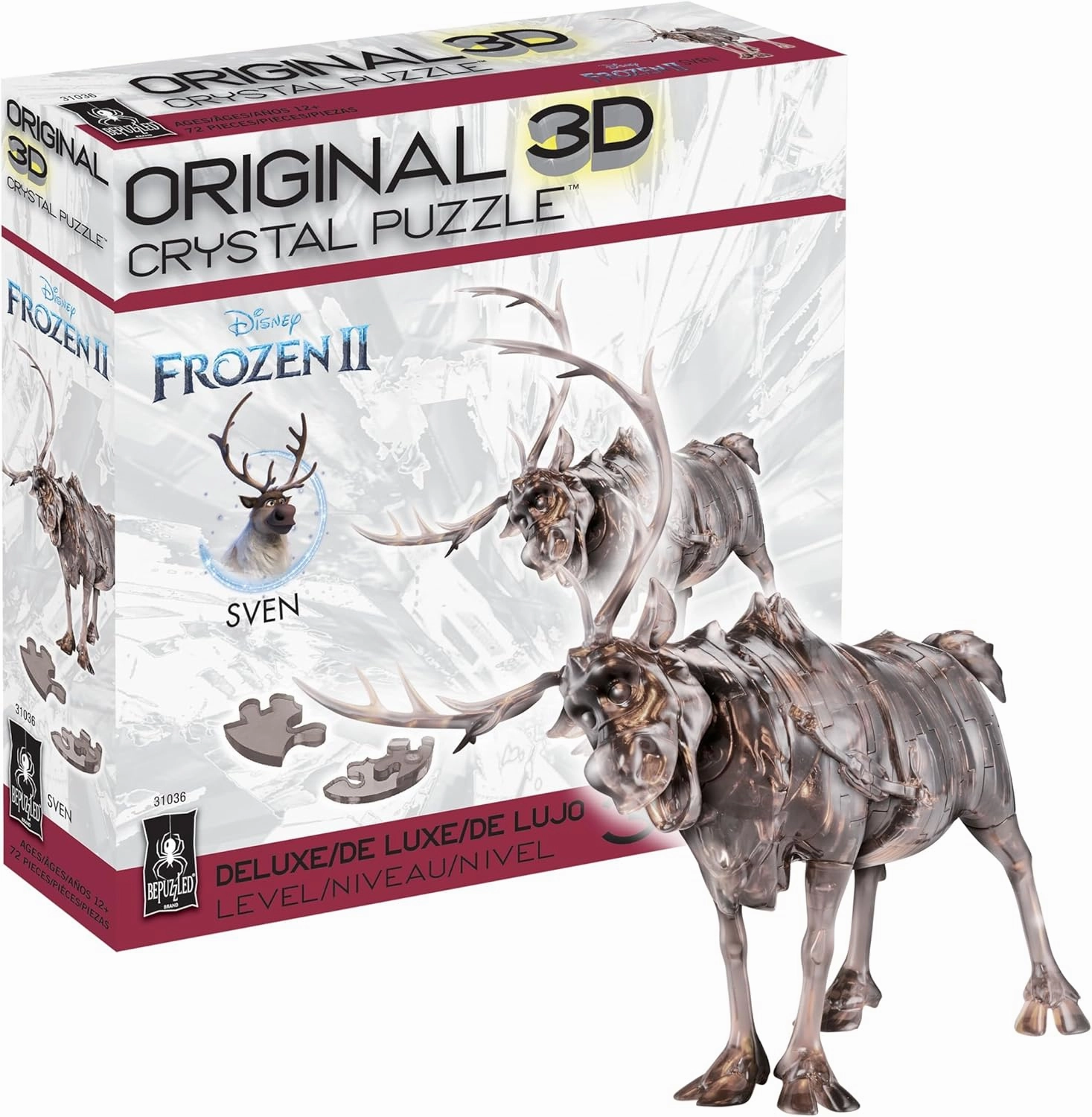 BePuzzled, Disney Sven The Reindeer Deluxe Original 3D Crystal Puzzle, Perfect for Puzzlers Ages 12 and Up, Challenging to Complete and Beautiful to Display, Collect Them All
