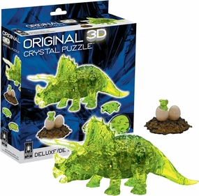 BePuzzled, Triceratops with Baby Deluxe Original 3D Crystal Puzzle, Perfect for Puzzlers Ages 12 and Up, Challenging to Complete and Beautiful to Display, Collect Them All