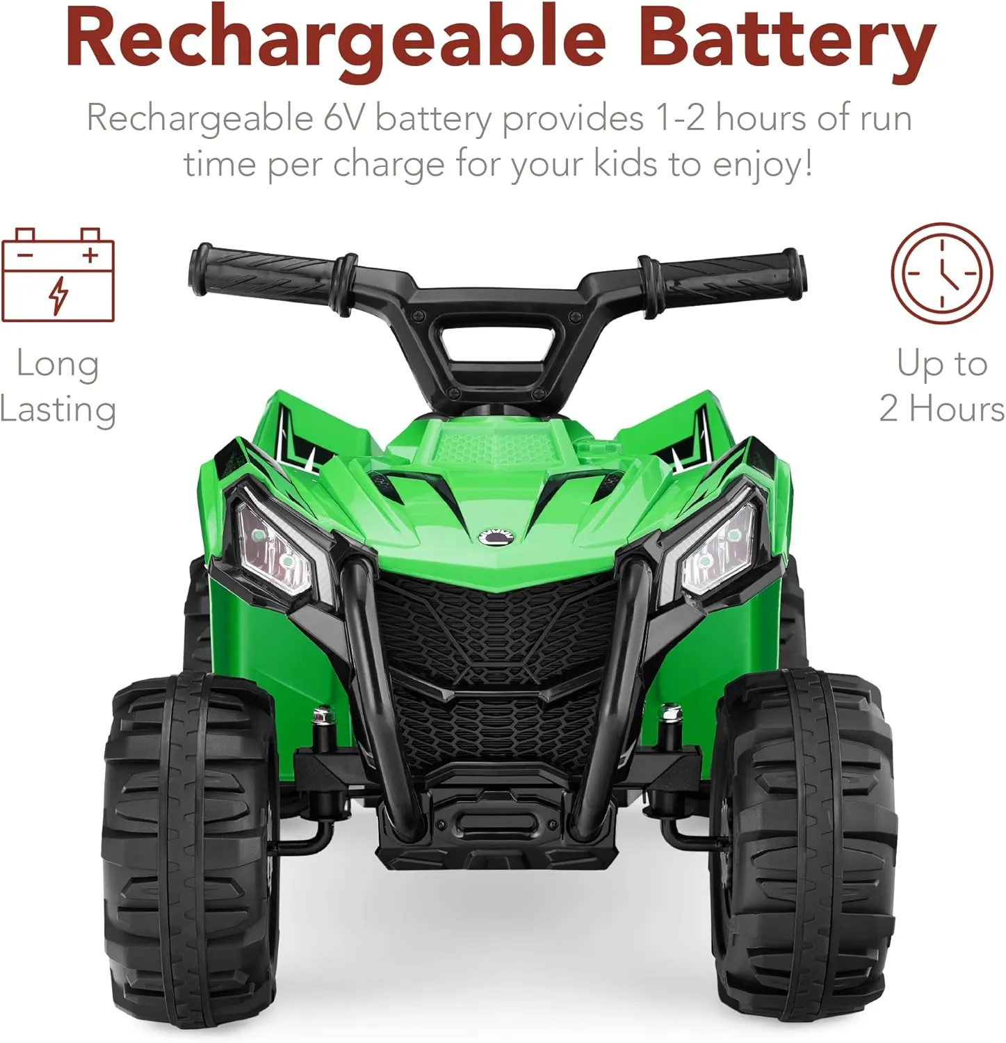 Best Choice Products 6V Kids Ride On Toy, 4-Wheeler Quad ATV Play Car w/ 1.8MPH Max Speed, Treaded Tires, Rubber Handles, Push-Button Accelerator - Green