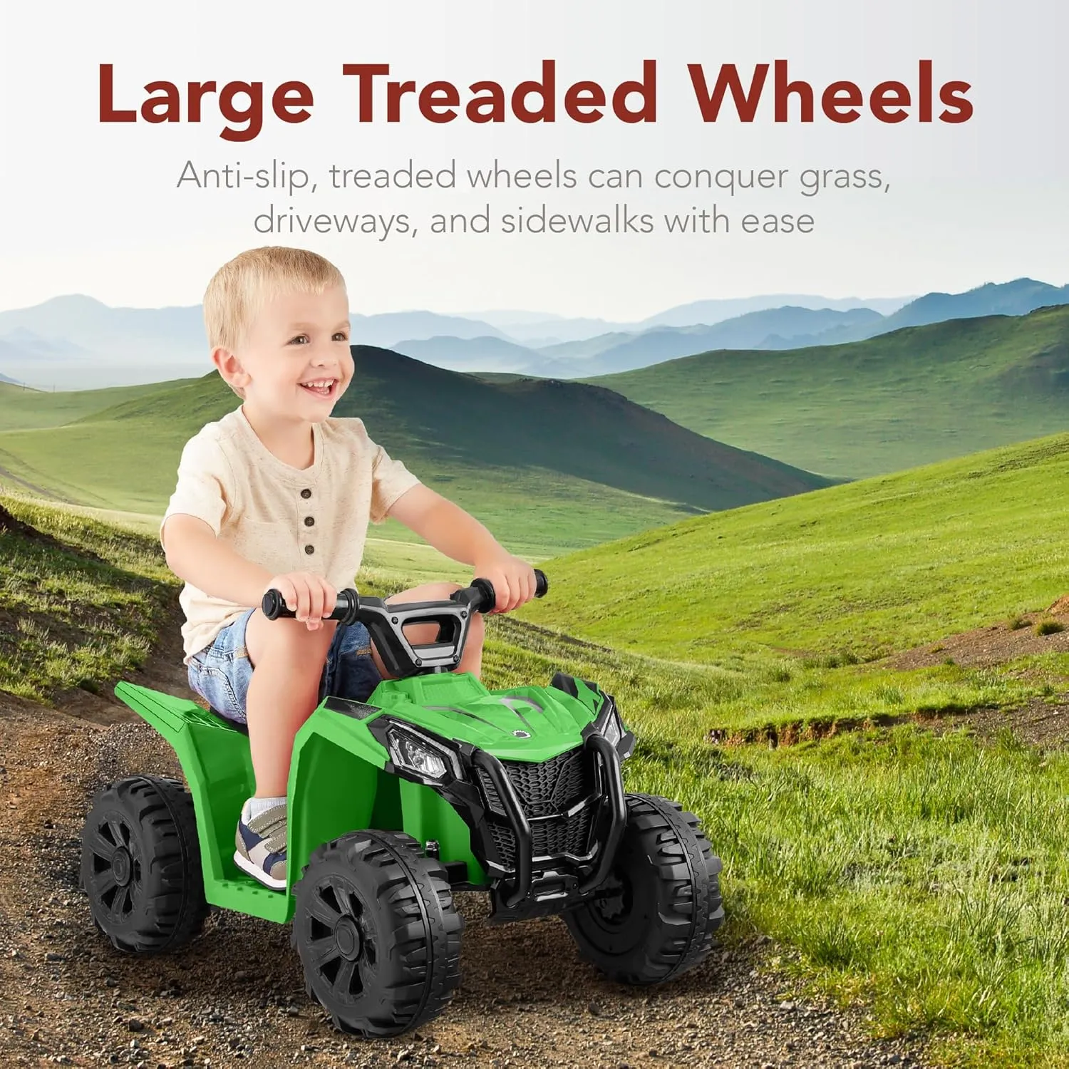 Best Choice Products 6V Kids Ride On Toy, 4-Wheeler Quad ATV Play Car w/ 1.8MPH Max Speed, Treaded Tires, Rubber Handles, Push-Button Accelerator - Green