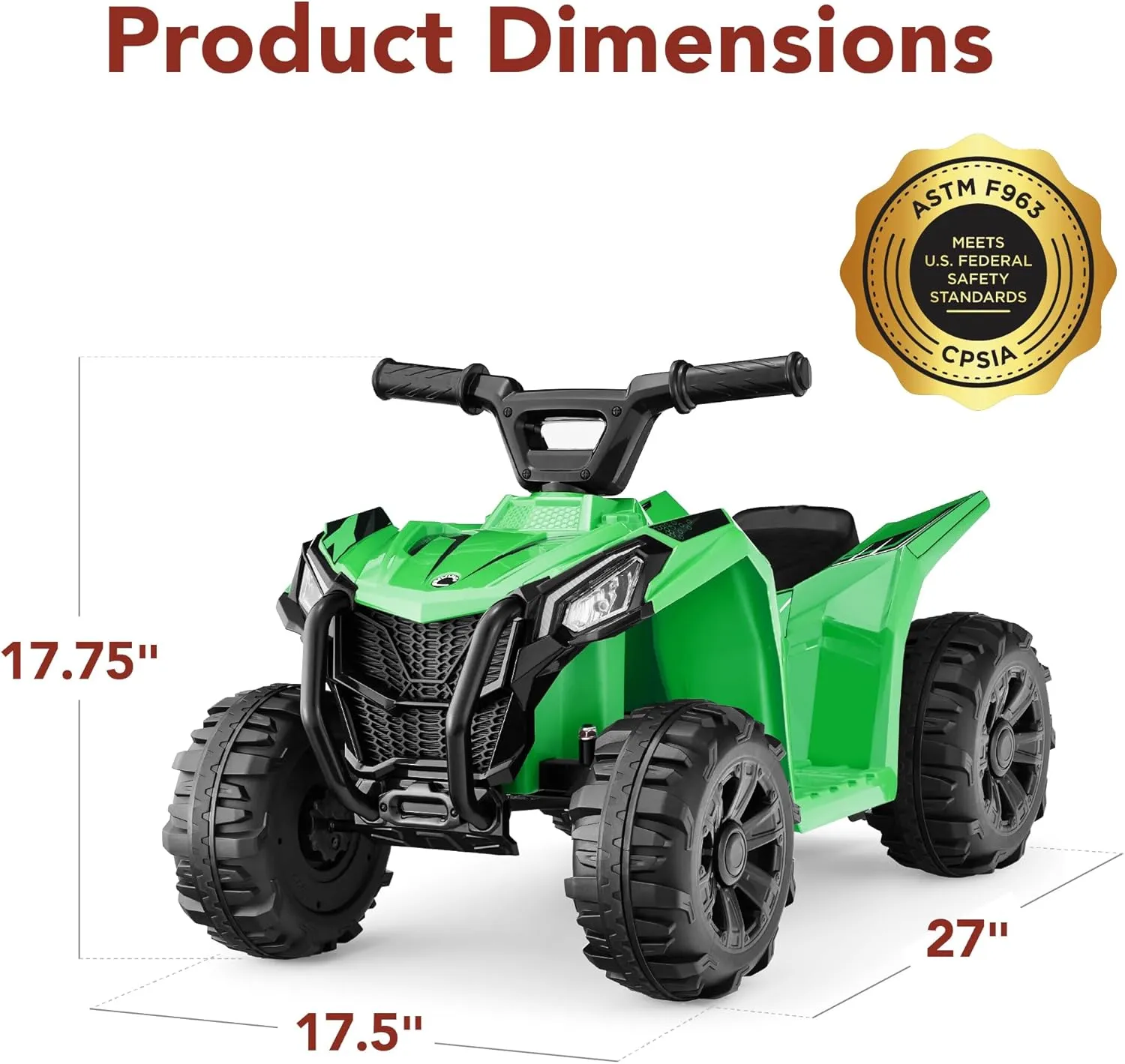 Best Choice Products 6V Kids Ride On Toy, 4-Wheeler Quad ATV Play Car w/ 1.8MPH Max Speed, Treaded Tires, Rubber Handles, Push-Button Accelerator - Green